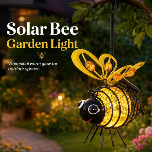 🔥 Limited-Time 50% OFF | Hanging Solar Bee Light – Warm Amber Glow for Garden Nights 🐝✨