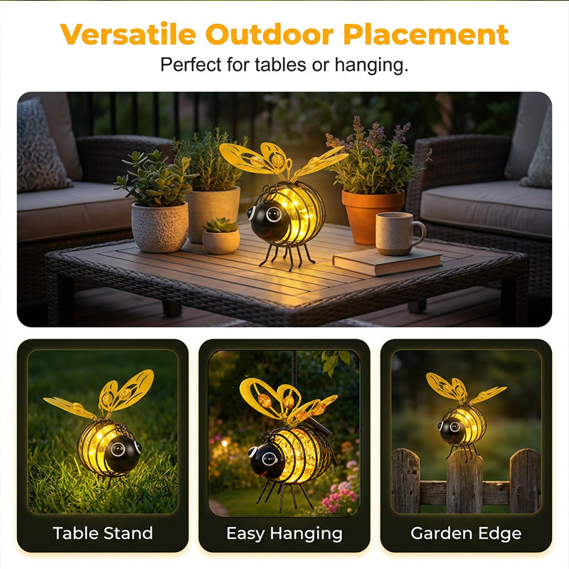 🔥 Limited-Time 50% OFF | Hanging Solar Bee Light – Warm Amber Glow for Garden Nights 🐝✨